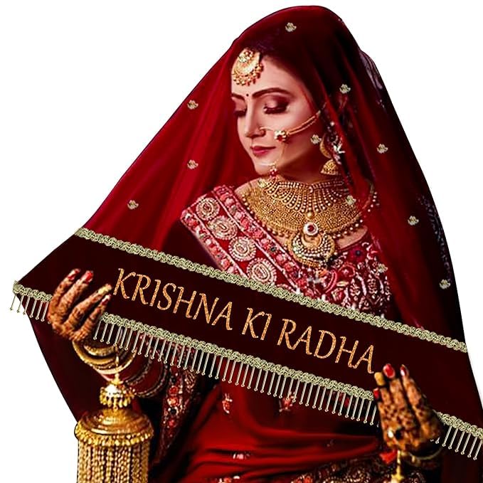 KAEVION Customized Bridal Wedding Dupatta, Bride Entry Duppatta with Text, Dulhan Name Odhni, Indian Wedding Chunni for Bride/Womens