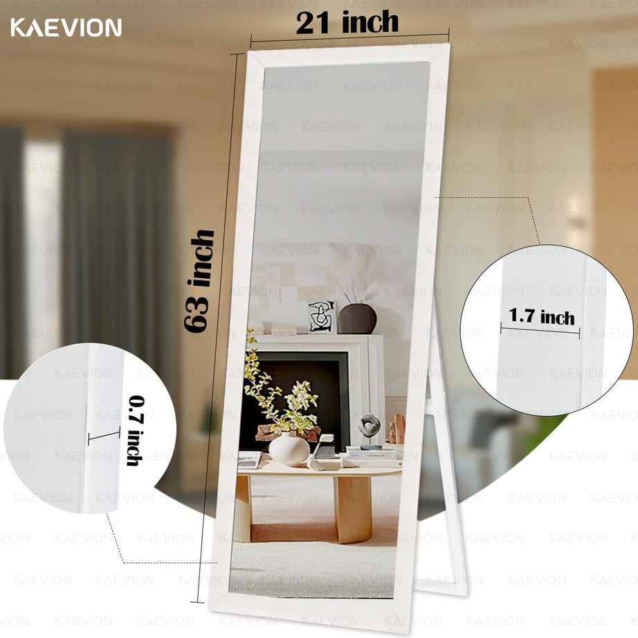 KAEVION Rectangle Cheval Full Length Mirror 5 Feet Long Size with 5MM Glass | Floor Standing Full Size Mirror| Full-Length Mirror with Stand for Living Room, Bedroom, Dressing Room