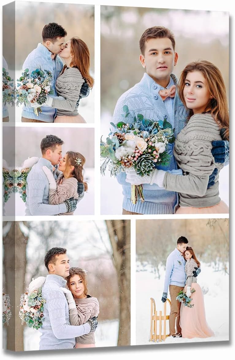 KAEVION Custom Photo Canvas Print Frame - Personalized Wall Art from Your Photos - Ready to Hang Canvas Picture Frame for Home Decor, Wedding, Anniversary, Gifts