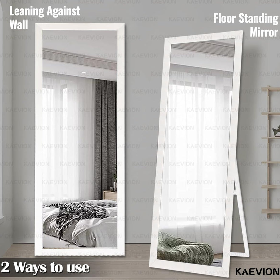 KAEVION Rectangle Cheval Full Length Mirror 5 Feet Long Size with 5MM Glass | Floor Standing Full Size Mirror| Full-Length Mirror with Stand for Living Room, Bedroom, Dressing Room