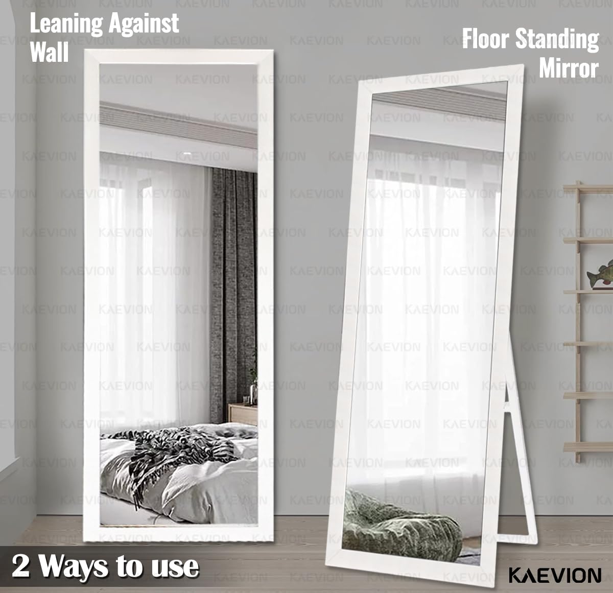 KAEVION Rectangle Cheval Full Length Mirror 5 Feet Long Size with 5MM Glass | Floor Standing Full Size Mirror| Full-Length Mirror with Stand for Living Room, Bedroom, Dressing Room