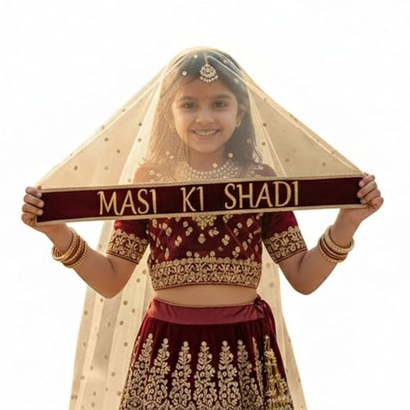 Kaevion Masi Ki Shadi Dupatta/Bua Ki Shadi Chunni/Didi Ki Shadi Odhni/ Beautiful Entry Dupatta for Kid’s-Cream