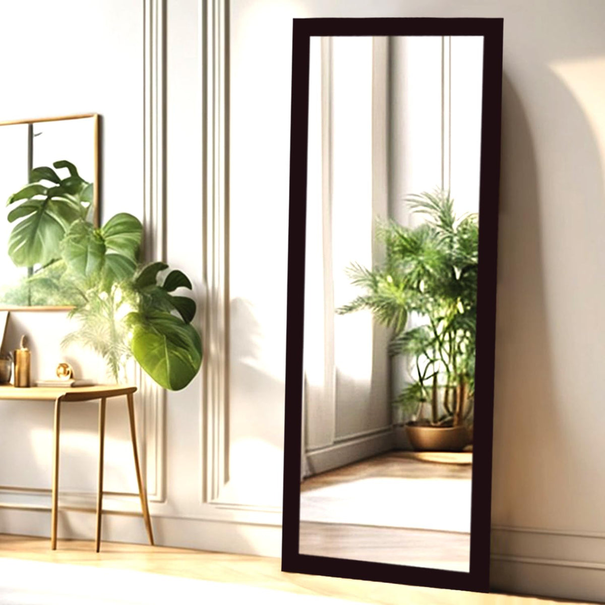KAEVION 4.25Ft Full Length Rectangular Solid PVC Framed Wall Hanging Mirror | Wall Mirror for Living Room Bedroom Vanity | Dressing Long Mirror for Wall