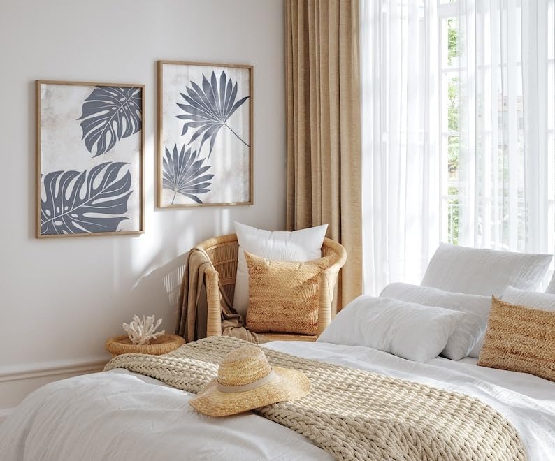 KAEVION Wall Art Photo Palm Leaf Tropical Monstera Leaf Frame | Glossy Digital Frame Set of 3 Prints| Waterproof Scratch Resistance Long Lasting Wall Home Decor Photo Poster with Frame – 3 pcs