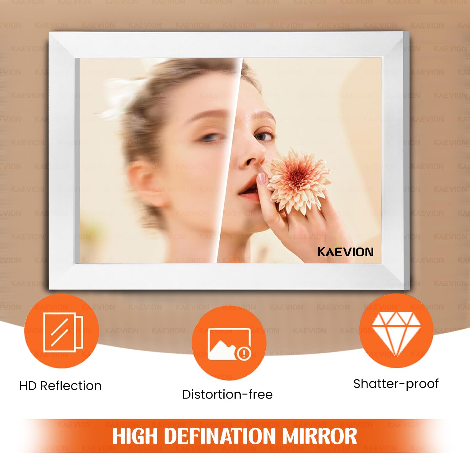 KAEVION Wall Hanging 1.75ft Water Proof PVC Framed Mirror | Wall Mirror for Bedroom or Bathroom |Home Decor Wall Mount Mirror for Bedroom Living-Room Vanity Farmhouse| washroom Mirror for Wall