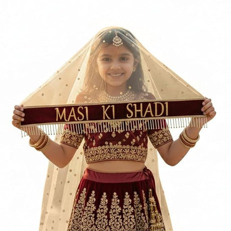 Kaevion Wedding Dupatta | Entry Dupatta with Text | Custom Name Dupatta for Children, Kid’s, 6-8 years Old Baby-Cream