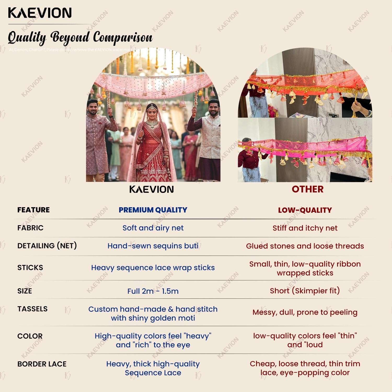 KAEVION Light Pink Net Bridal Entry Chadar with Sequence Lace, Decorative Garlands Foldable Phoolan Ki Chadar for Dulhan Grand Entry - Wedding Decor & Mehndi/Sangeet