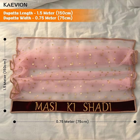 Kaevion Masi Ki Shadi Dupatta/Bua Ki Shadi Chunni/Didi Ki Shadi Odhni/ Beautiful Entry Dupatta for Kid’s-Light Pink