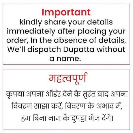 KAEVION Women Bridal Name Customize Entry Dupatta with Dulha-Dulhan Name – Red color 3 meter Length