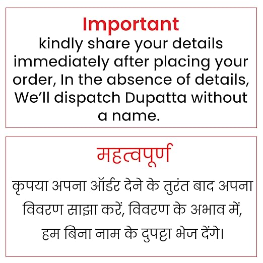 KAEVION Women Bridal Name Customize Entry Dupatta with Dulha-Dulhan Name – Red color 3 meter Length