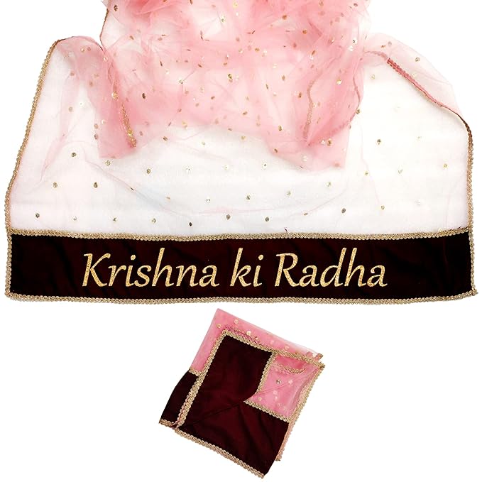 KAEVION Peach Bridal Net Dupatta for Marriage Function with Name Customized for Brides Entry, Wedding
