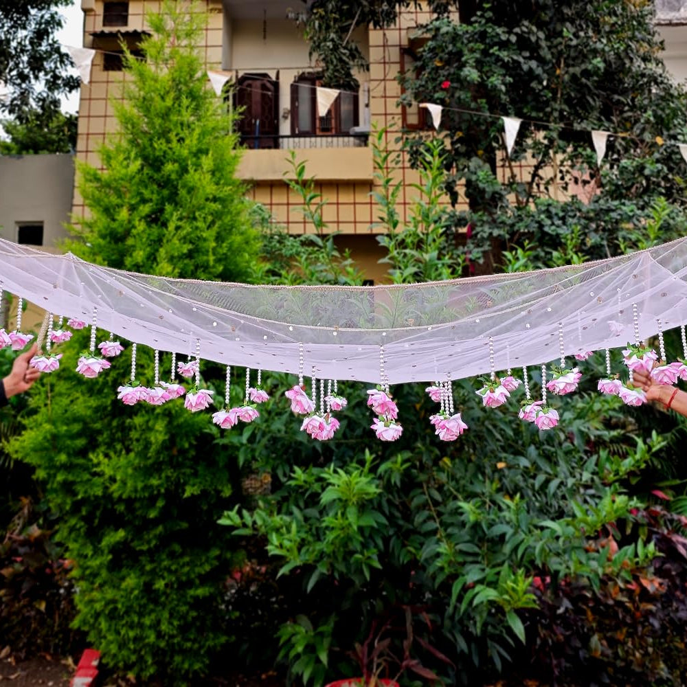 Kaevion Rose Flower Canopy | Bride Entry Chunni | Entrance Decoration Accessory for Marriage Ceremony
