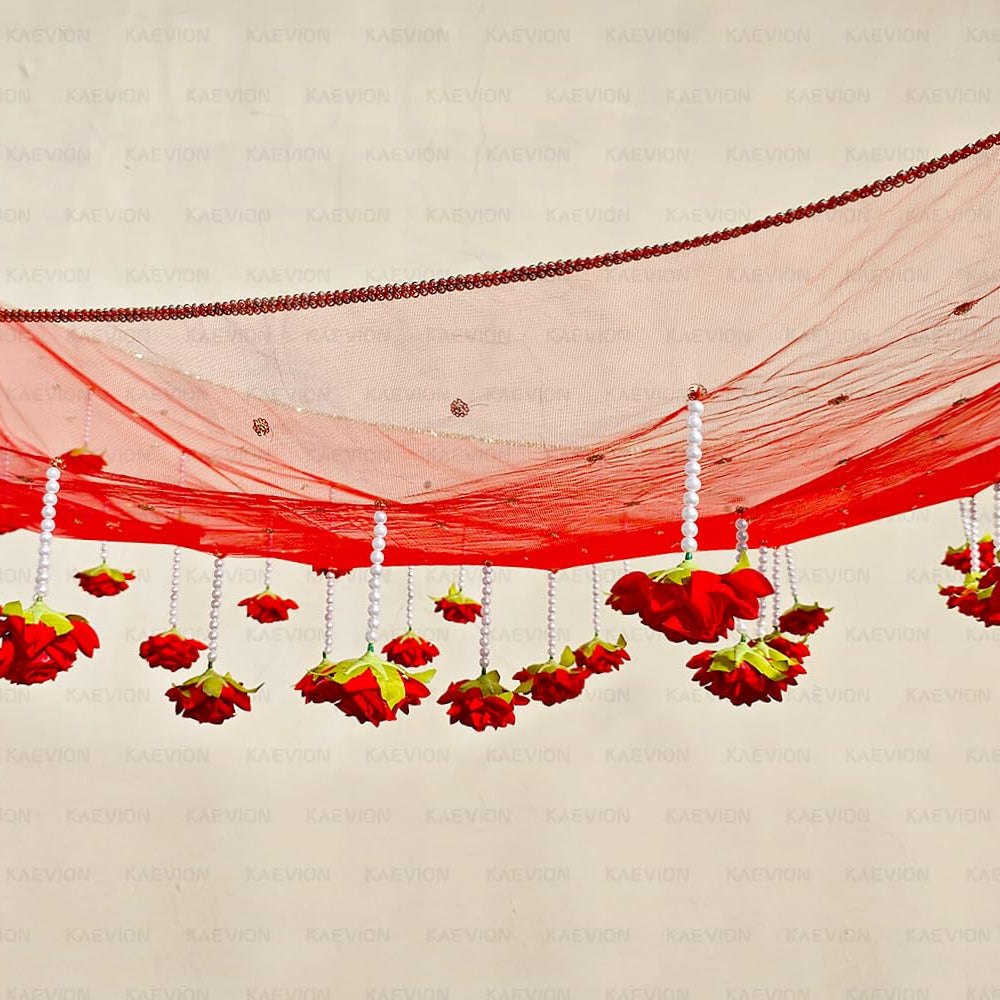 Kaevion Rose Flower Canopy | Bride Entry Chunni | Entrance Decoration Accessory for Marriage Ceremony