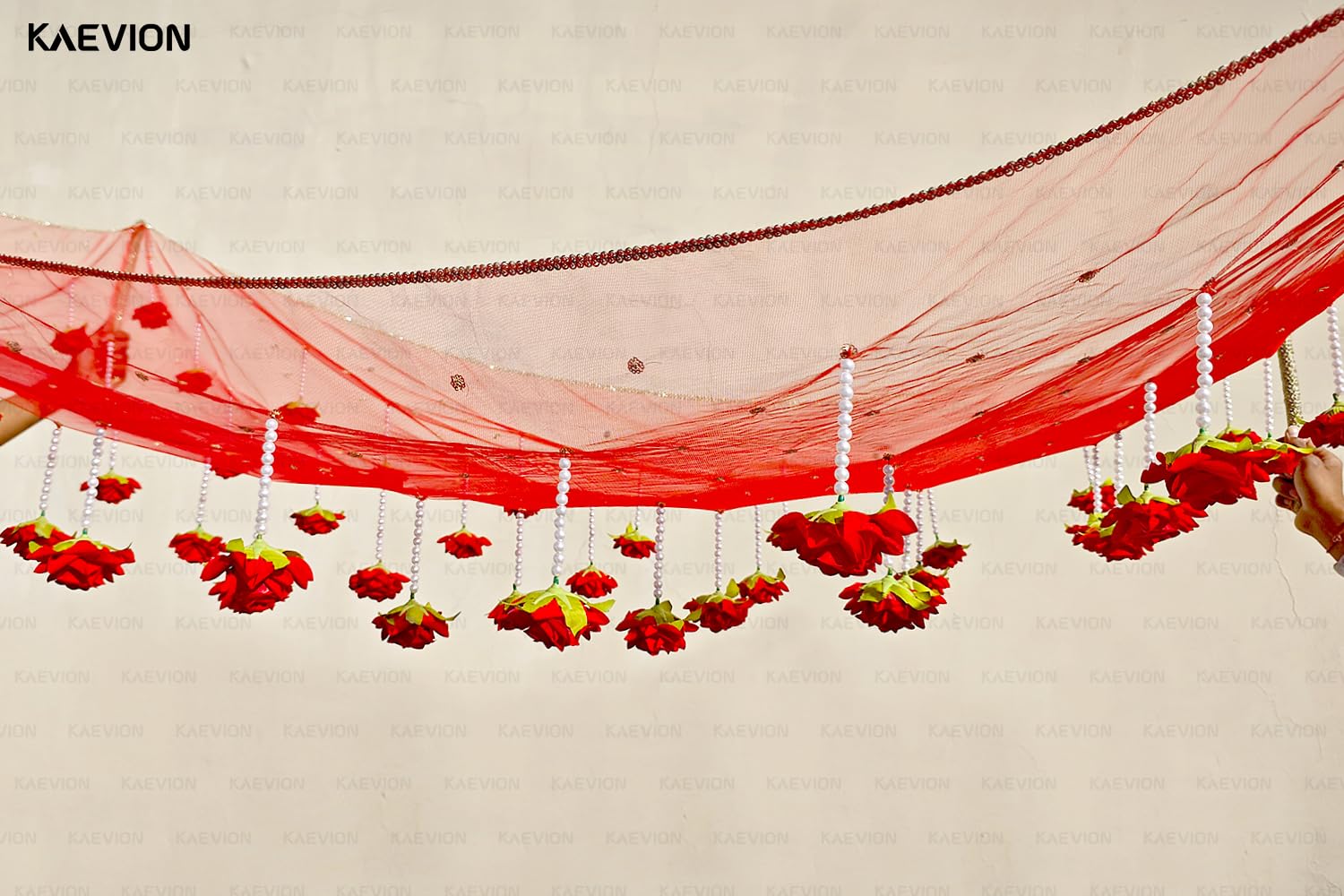 Kaevion Rose Flower Canopy | Bride Entry Chunni | Entrance Decoration Accessory for Marriage Ceremony