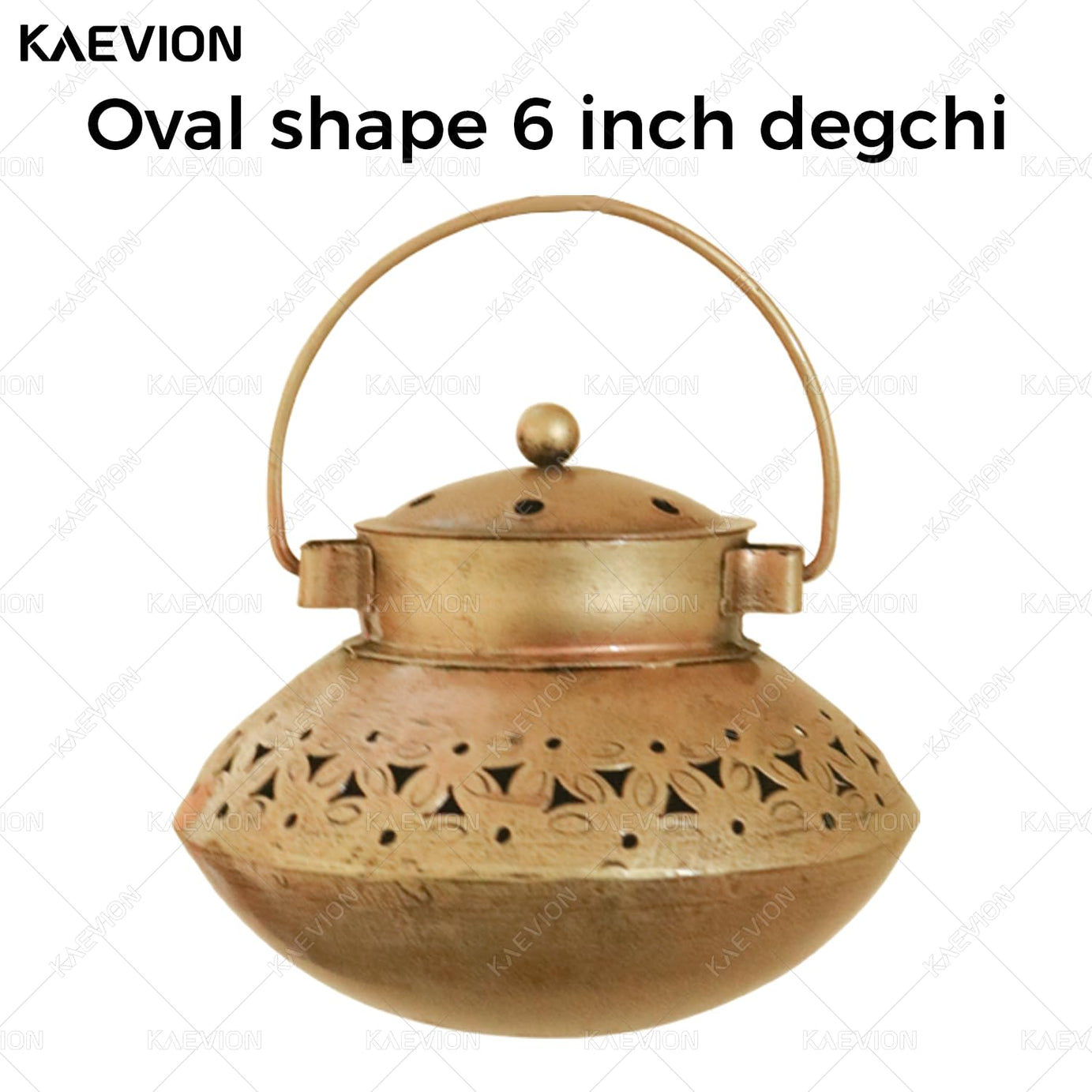 KAEVION Metal Brass Small Size 6 Inch Only Degchi Dhoop Burner | Wall Hanging Home Decor Incense Holder | Dhunuchi Dhoop Pot | Table Top Decor Tea Light Candle Holder | Diwali Decoration Item