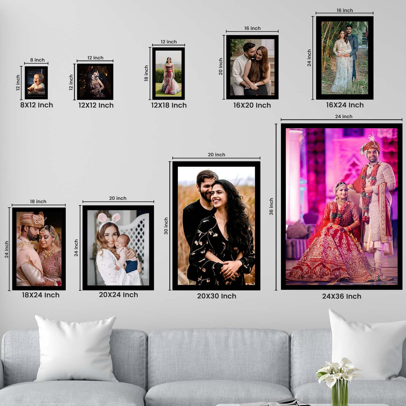 KAEVION Design Custom Canvas Prints with Your Photos, Personalized Picture to Canvas Wall Art Prints for Family, Wedding, Groom Bride Function, Anniversary, Custom Canvas Gift