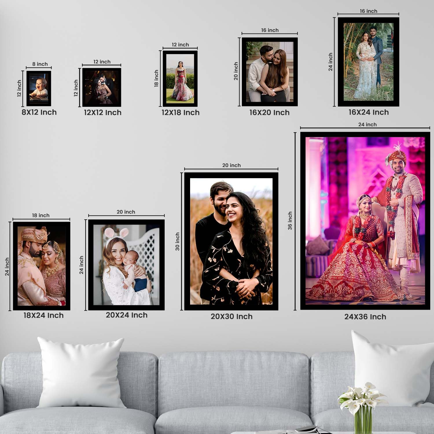 KAEVION Design Custom Canvas Prints with Your Photos, Personalized Picture to Canvas Wall Art Prints for Family, Wedding, Groom Bride Function, Anniversary, Custom Canvas Gift