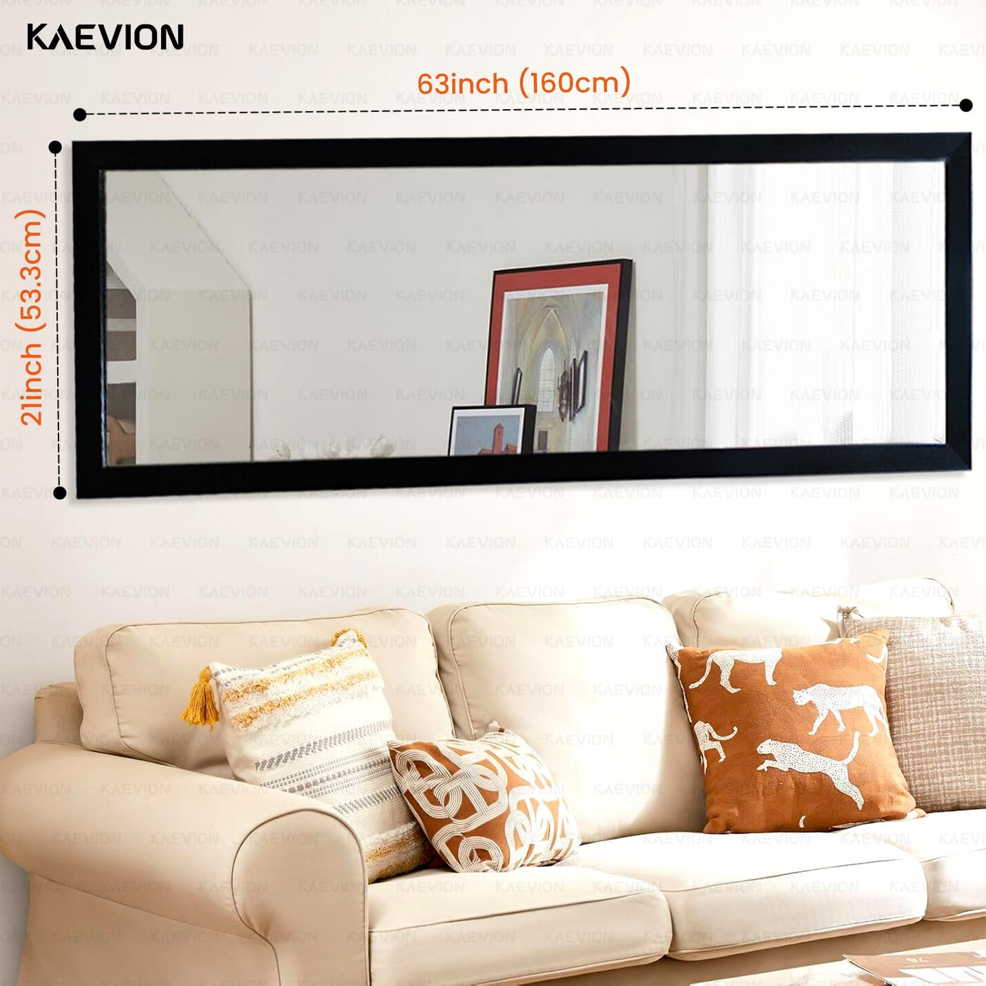 KAEVION Rectangular 5.25 Feet Full-Length Waterproof PVC Wooden Frame Wall Hanging Mirror | Wall Mirror | Home Decor Wall Mounted Mirror for Bedroom Living-Room Vanity Farmhouse