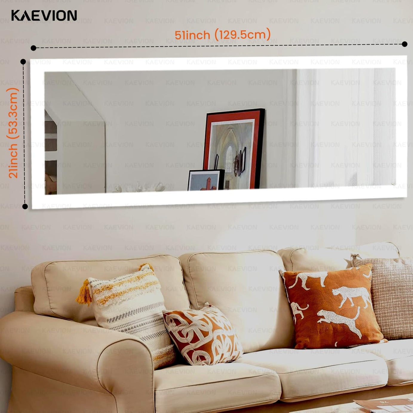 KAEVION Wall Hanging Mirror 4.25ft Long Full Length PVC Framed Mirror | Home Decor Wall Mounted Mirror for Bedroom Living Room Vanity Farmhouse Mirror