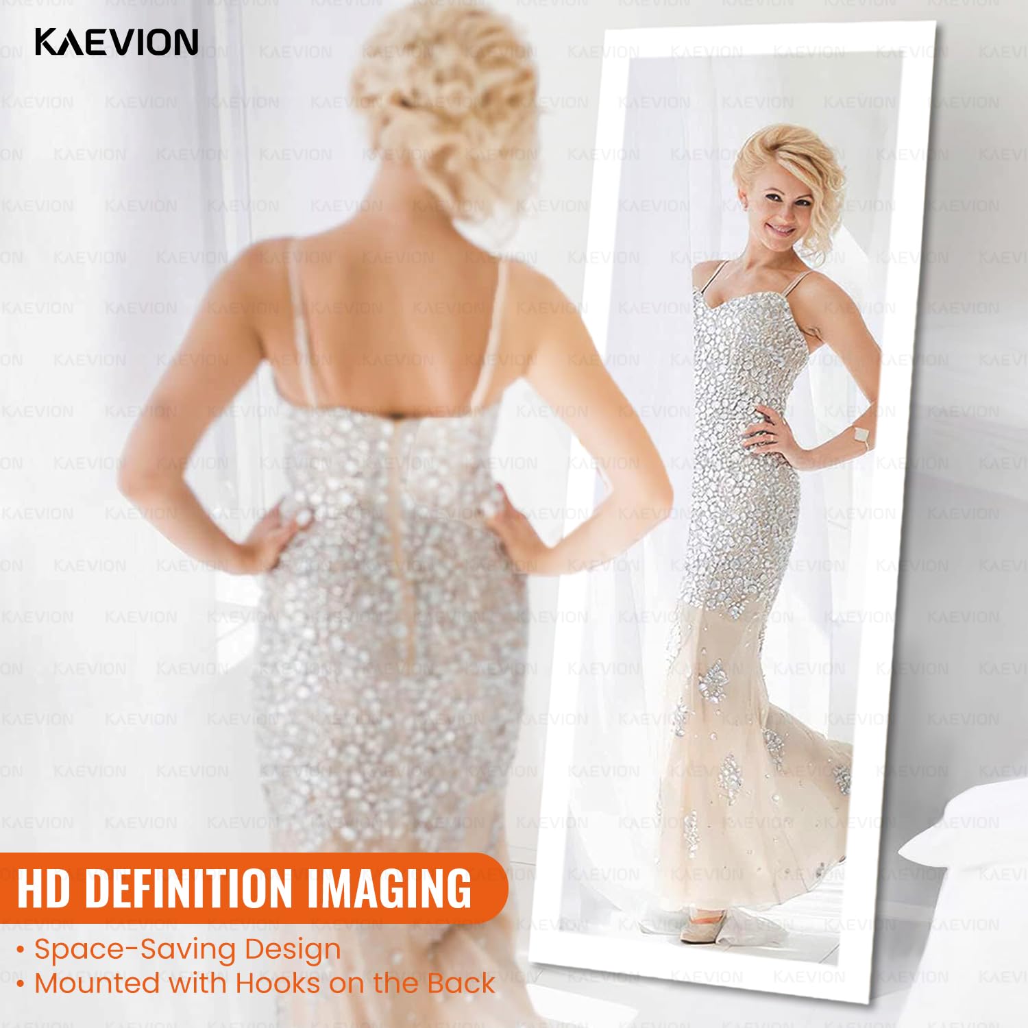 KAEVION Wall Hanging Mirror 4.25ft Long Full Length PVC Framed Mirror | Home Decor Wall Mounted Mirror for Bedroom Living Room Vanity Farmhouse Mirror