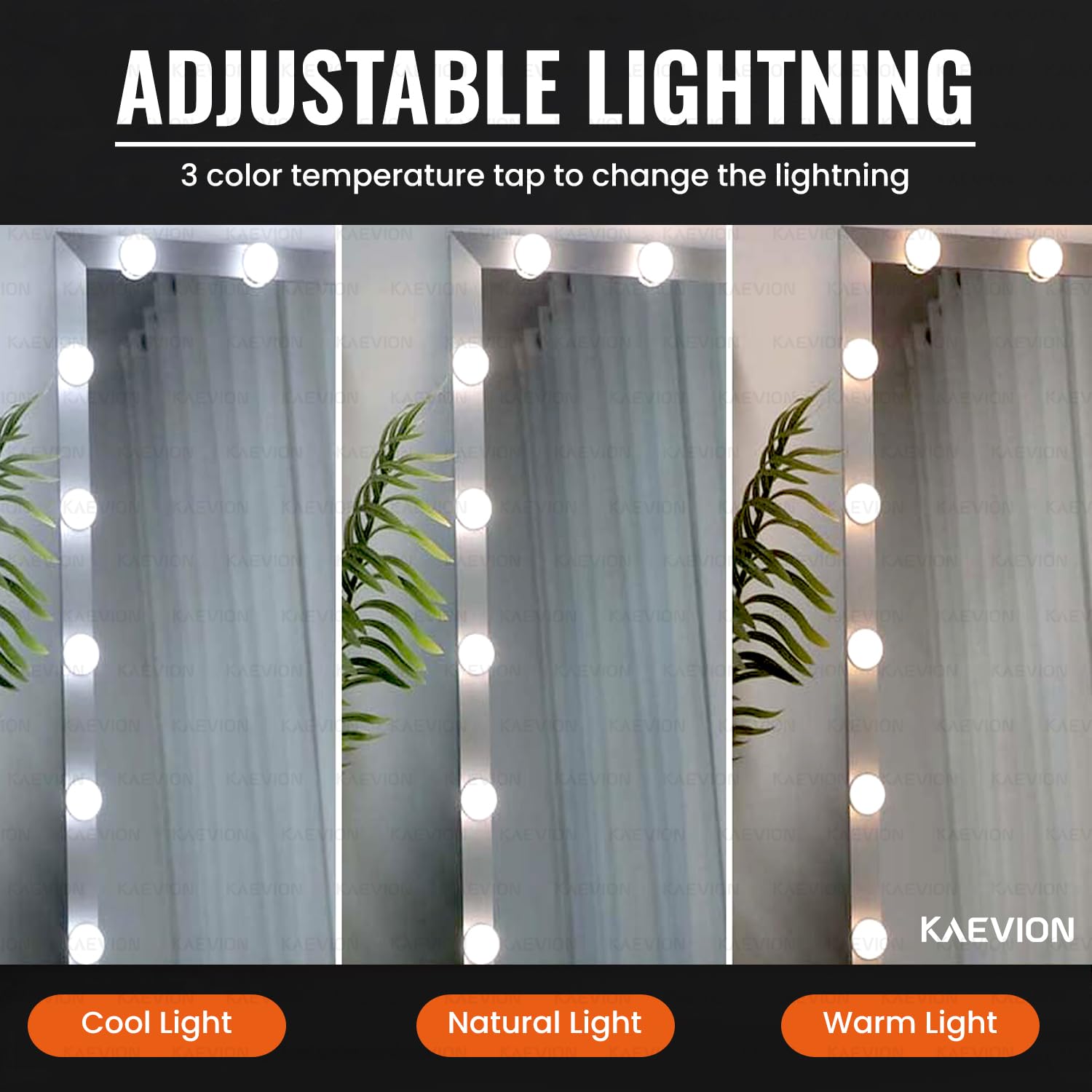 KAEVION Rectangular Full Length Mirror 4.4 Feet with Lights, Full Body Vanity Mirror, LED Lighted Full-Length Mirror, Large Floor Mirror with Lights, Wall-Mounted and Standing for Bedroom