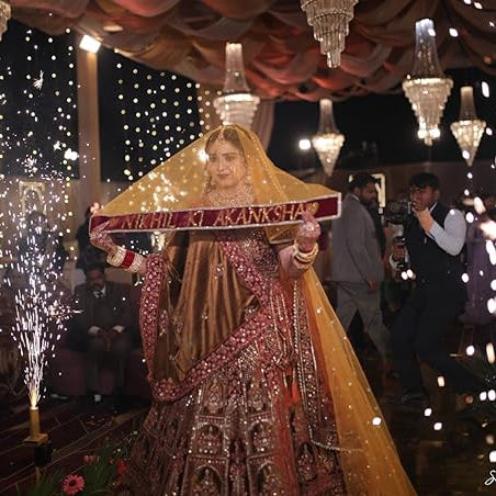 KAEVION Bridal Entry Fashionable Customized Name Net Dupatta/Chunni - (Only Dupatta)