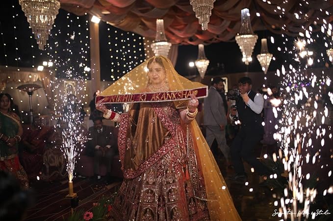 KAEVION Bridal Entry Fashionable Customized Name Net Dupatta/Chunni - (Only Dupatta)