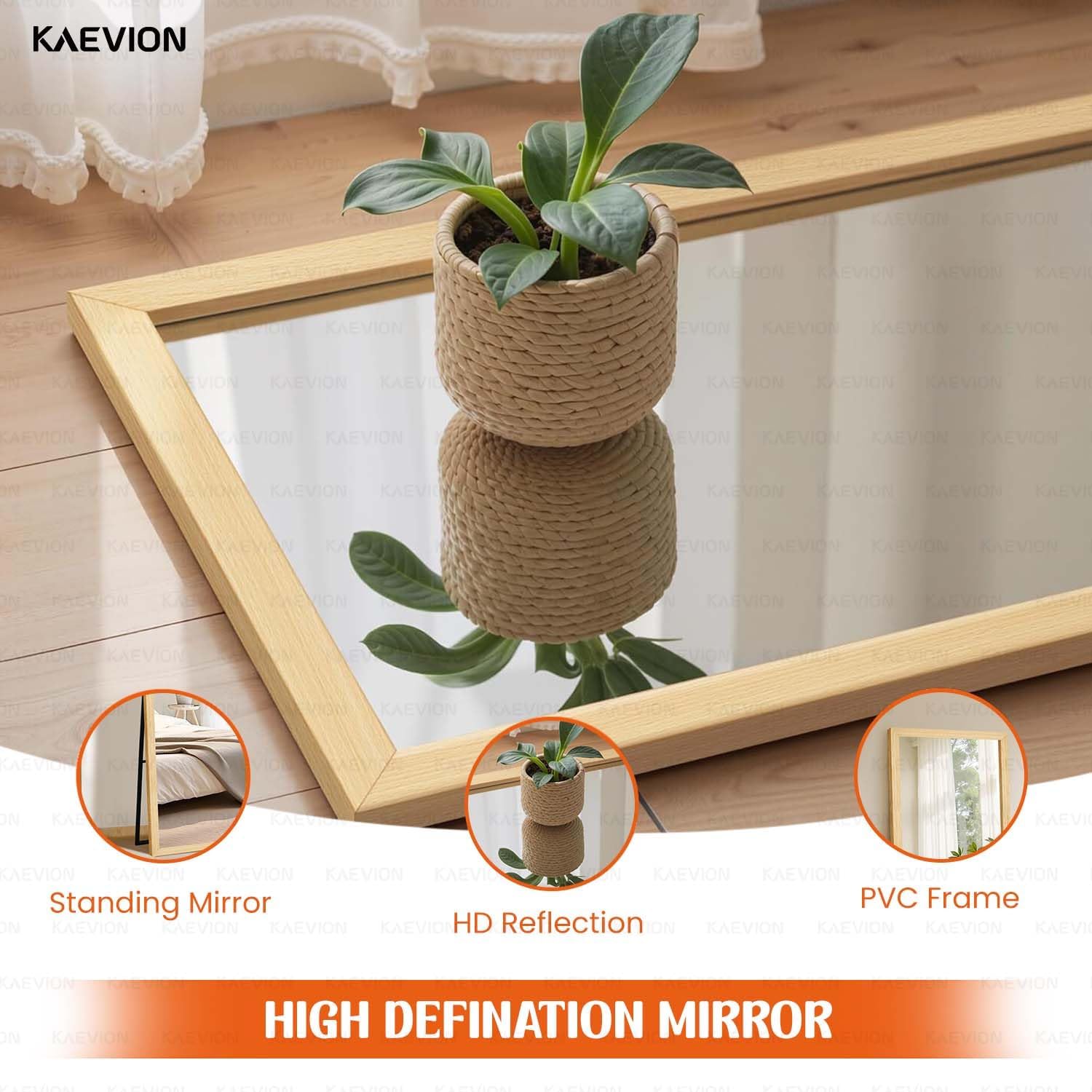 KAEVION Wall Full Length Mirror, Standing Mirror Full Body, Large Floor for Wall Door Bedroom Bathroom Living Room