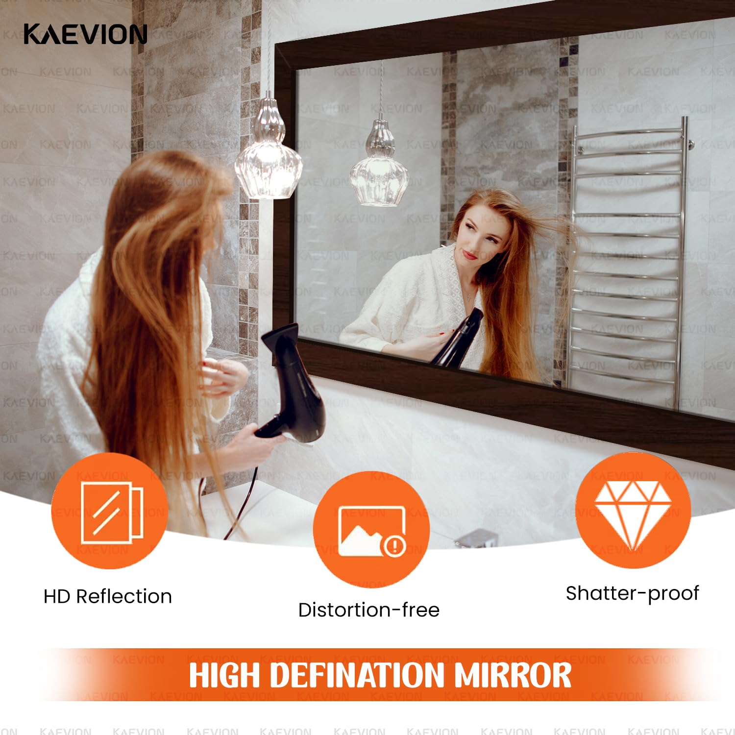 KAEVION Wall Hanging 3ft Waterproof PVC Framed Mirror | Wall Mirror for Bedroom or Bathroom | Home Decor Wall Mounted Mirror for Bedroom Living-Room Vanity Farmhouse| wash Room Mirror for Wall