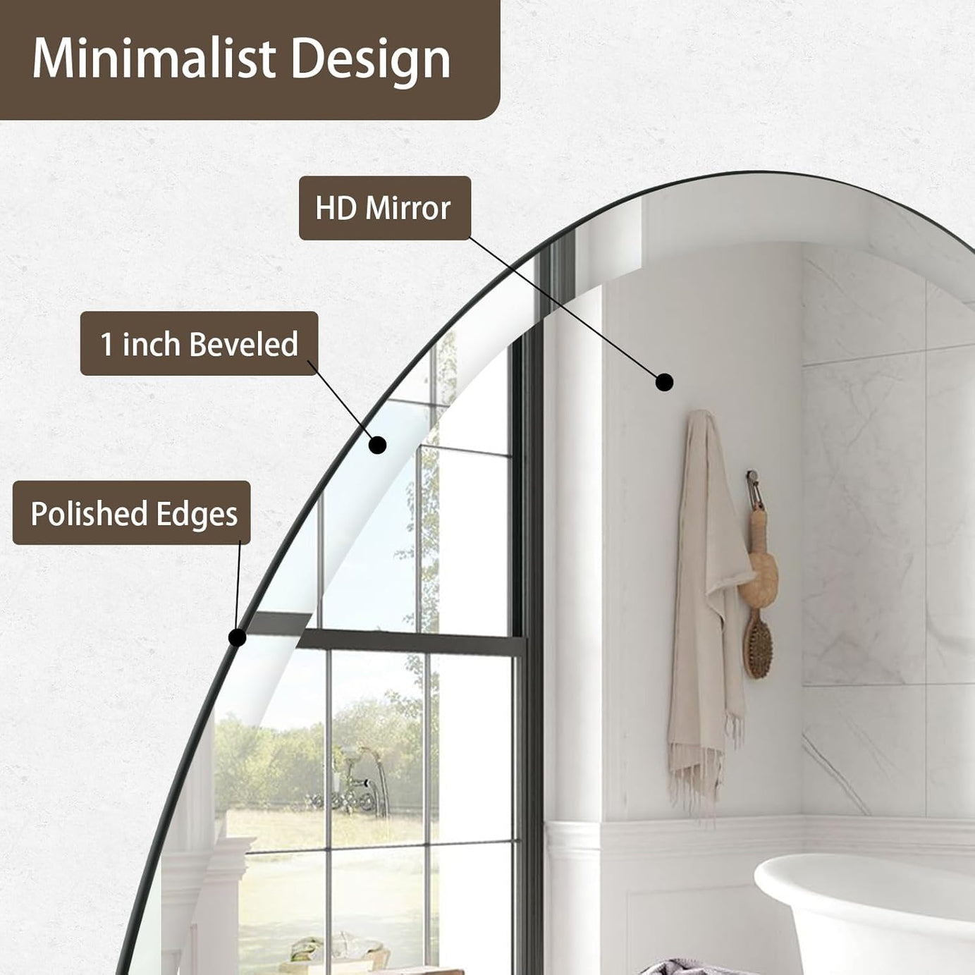 KAEVION 2 Feet Round Frameless Wall-Mounted HD Mirror with 5 mm Glass Thickness | Wall Hanging Mirror for Bathroom, Entryway, Living Room