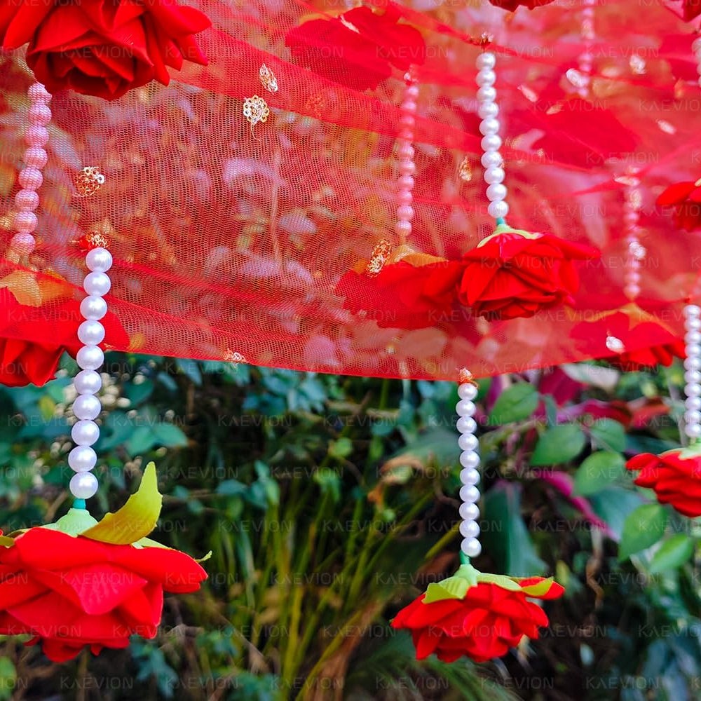 Kaevion Rose Flower Canopy | Bride Entry Chunni | Entrance Decoration Accessory for Marriage Ceremony