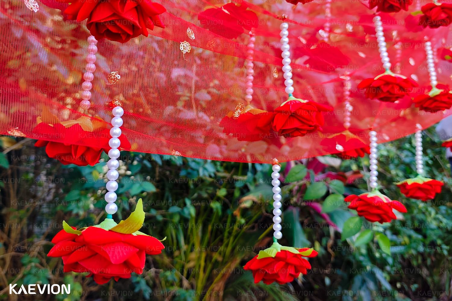 Kaevion Rose Flower Canopy | Bride Entry Chunni | Entrance Decoration Accessory for Marriage Ceremony