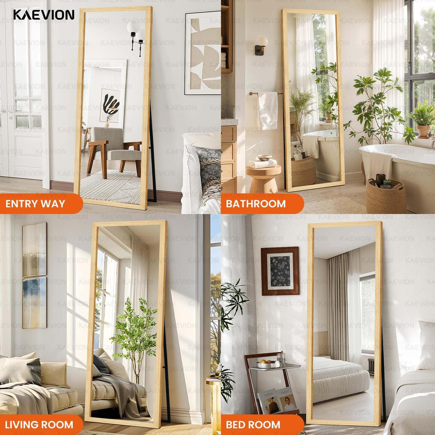 KAEVION Wall Full Length Mirror, Standing Mirror Full Body, Large Floor for Wall Door Bedroom Bathroom Living Room