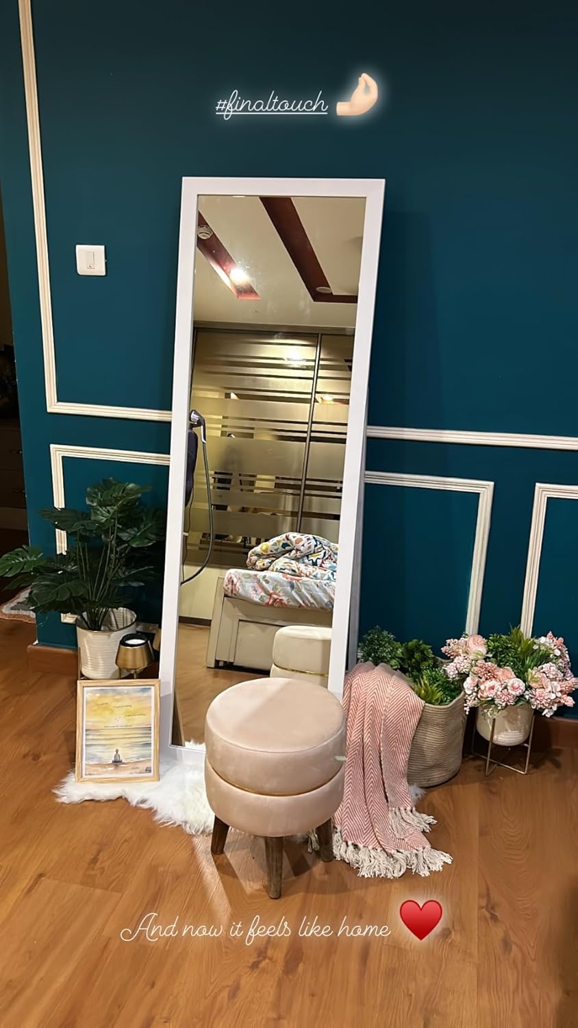 KAEVION Rectangle Cheval Full Length Mirror 5 Feet Long Size with 5MM Glass | Floor Standing Full Size Mirror| Full-Length Mirror with Stand for Living Room, Bedroom, Dressing Room