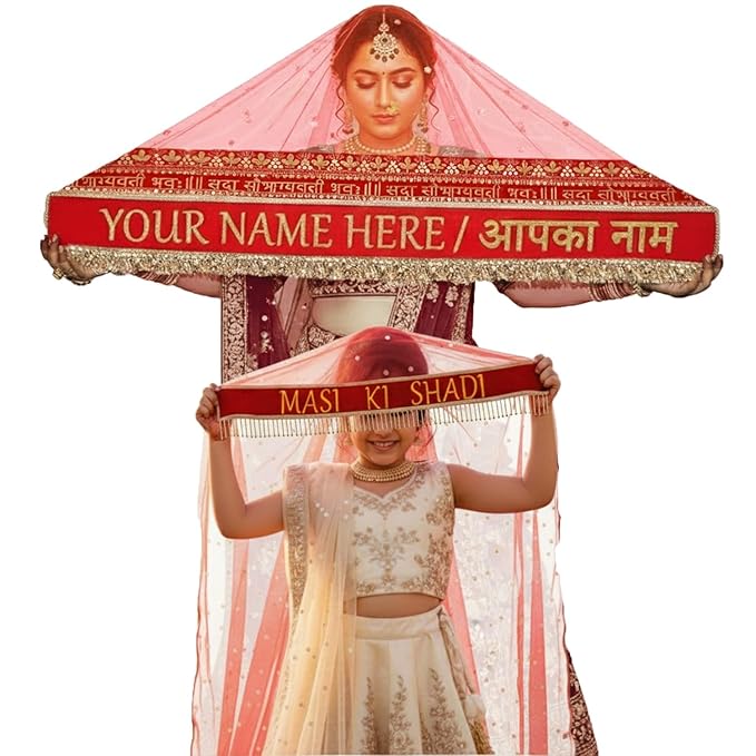 KAEVION Sada Saubhagyawati Customized Bridal Dupatta with #Bua ki Shadi #Didi ki Shadi Kid’s Entry Dupatta