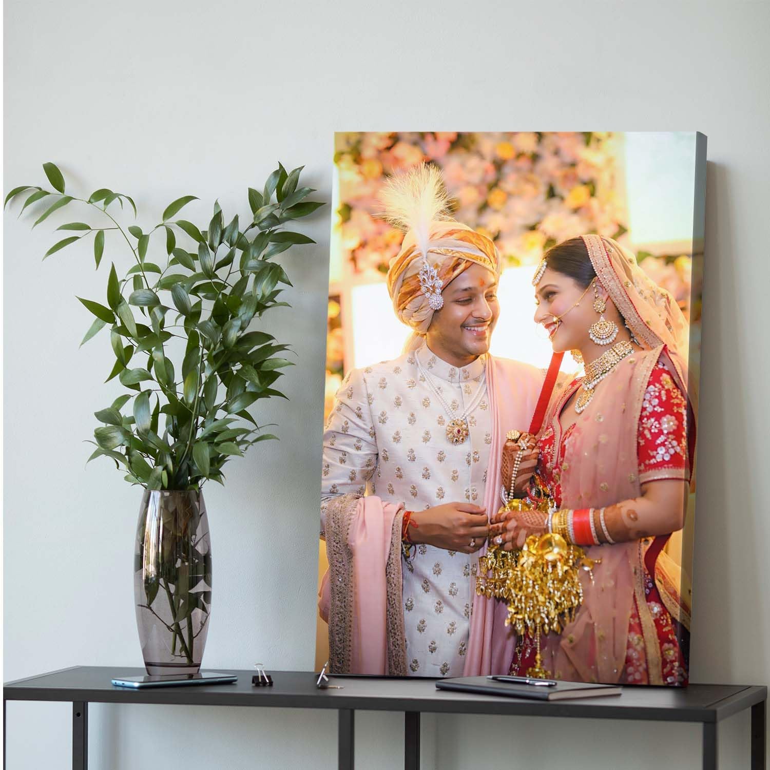 KAEVION Design Custom Canvas Prints with Your Photos, Personalized Picture to Canvas Wall Art Prints for Family, Wedding, Groom Bride Function, Anniversary, Custom Canvas Gift