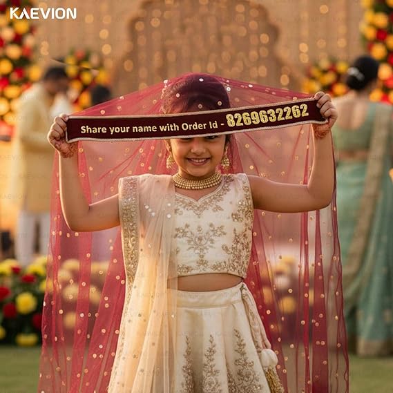 Kaevion Masi Ki Shadi Dupatta/Bua Ki Shadi Chunni/Didi Ki Shadi Odhni/ Beautiful Entry Dupatta for Kid’s-Maroon