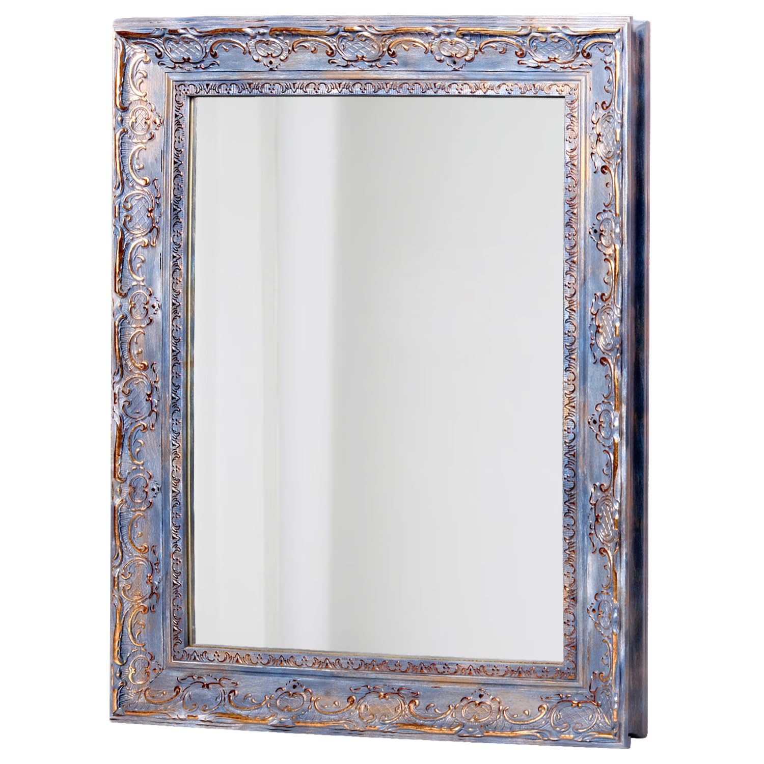 KAEVION 2 Feet PVC Wooden Framed Rectangle Wall Hanging Mirror | Antique Wall Decorative Mirror for Farmhouse, Living Room, Vanity Bedroom