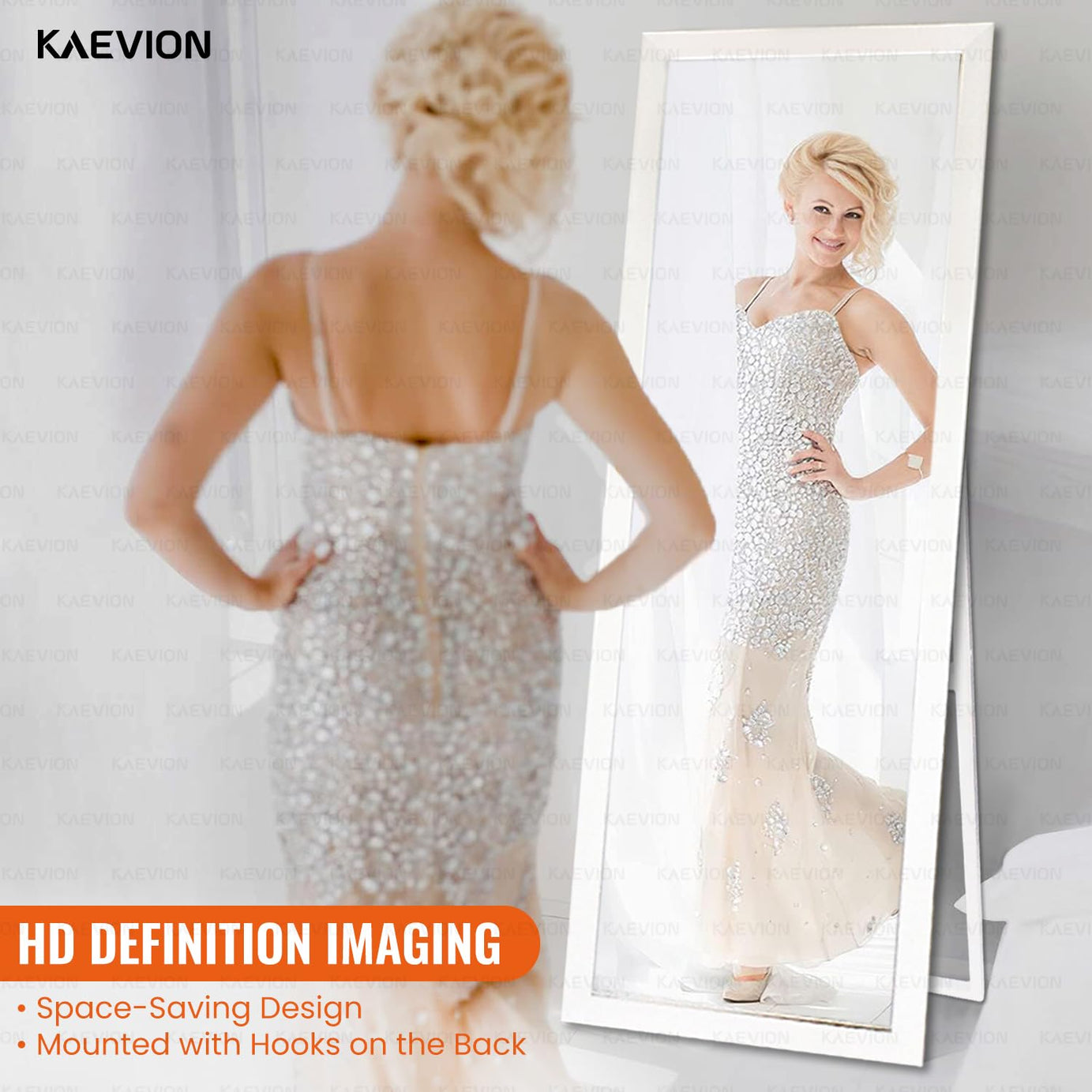 KAEVION Rectangle Cheval Full Length Mirror 5 Feet Long Size with 5MM Glass | Floor Standing Full Size Mirror| Full-Length Mirror with Stand for Living Room, Bedroom, Dressing Room