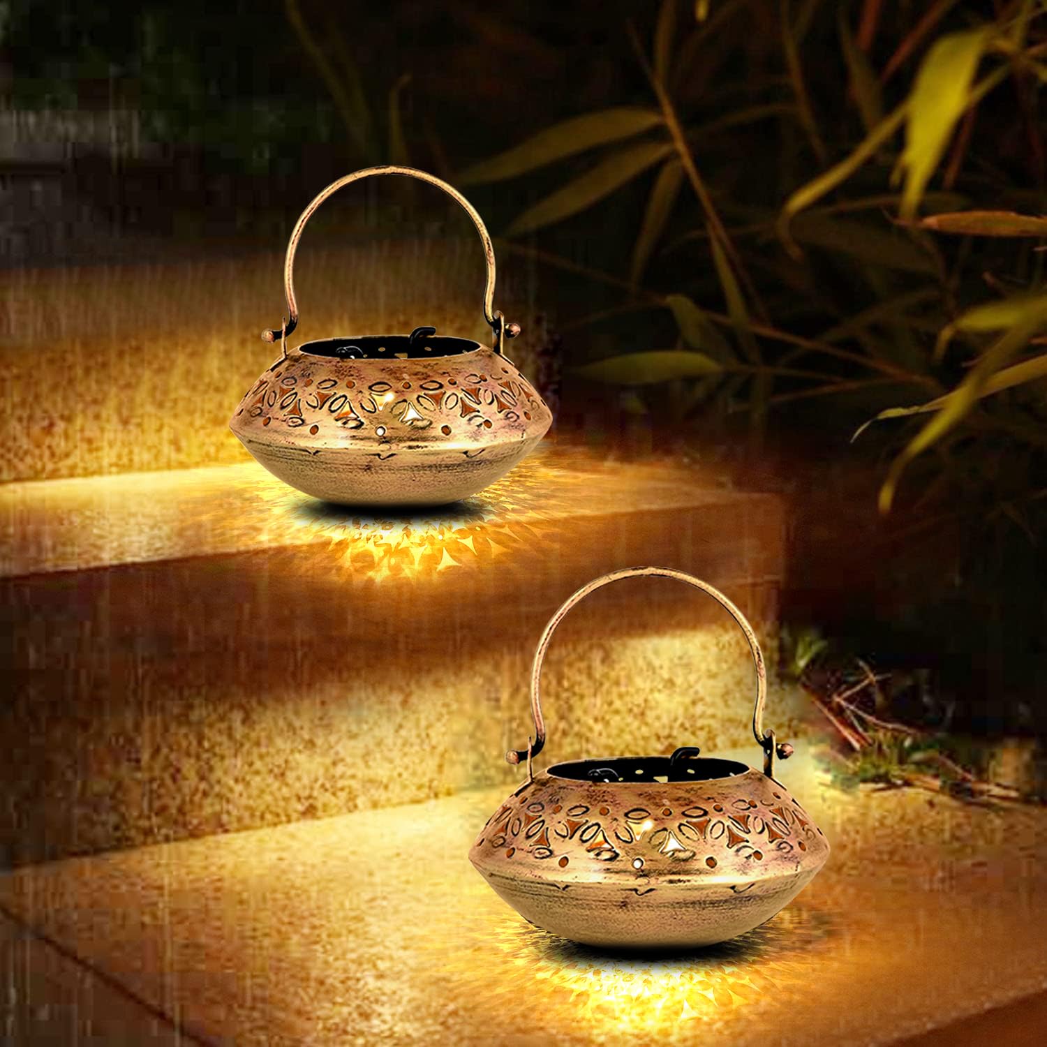 KAEVION 5 pcs Wall Hanging Brass Metal Small Size 5” in Degchi String Light Holder | Tabletop Tea Light Candle Holder | Diwali Decoration String Light Incense Burner | Dhoop Dani Pot Diya Holder