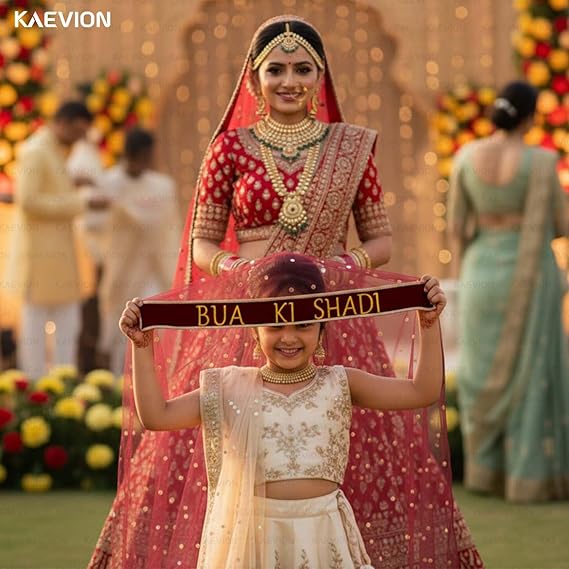 Kaevion Masi Ki Shadi Dupatta/Bua Ki Shadi Chunni/Didi Ki Shadi Odhni/ Beautiful Entry Dupatta for Kid’s-Maroon