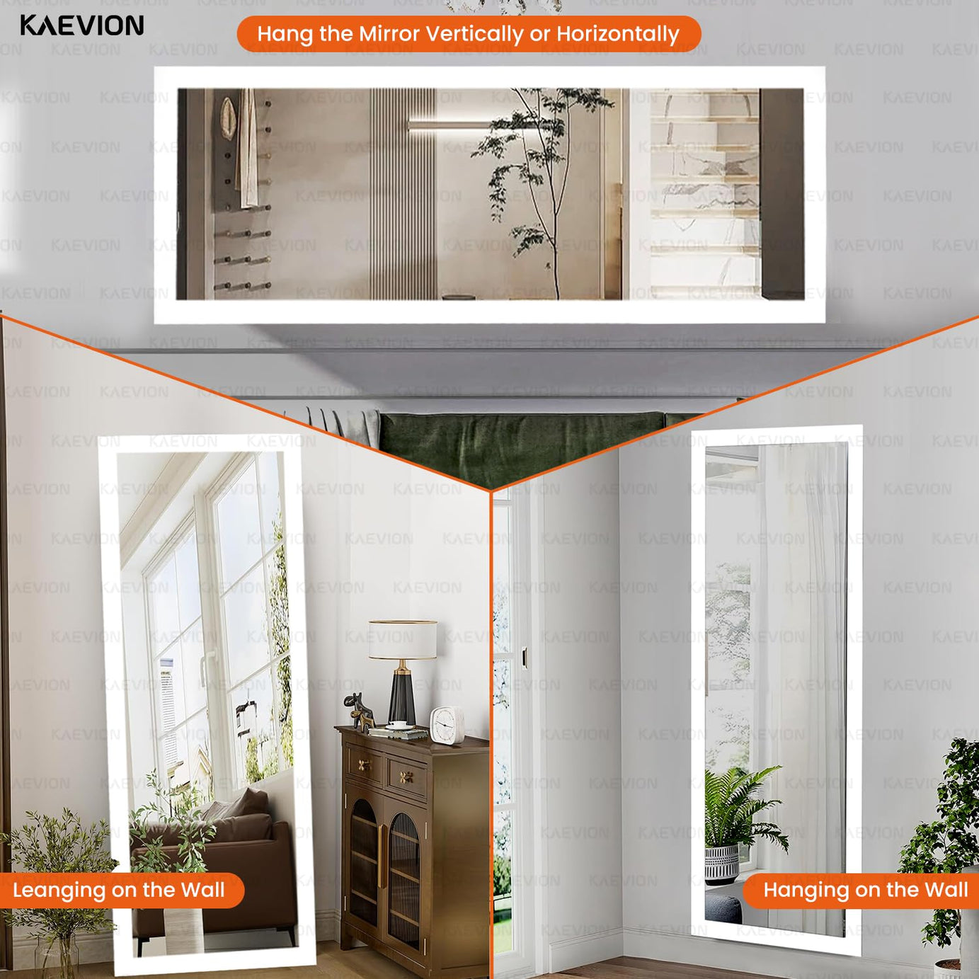 KAEVION Wall Hanging Mirror 4.25ft Long Full Length PVC Framed Mirror | Home Decor Wall Mounted Mirror for Bedroom Living Room Vanity Farmhouse Mirror