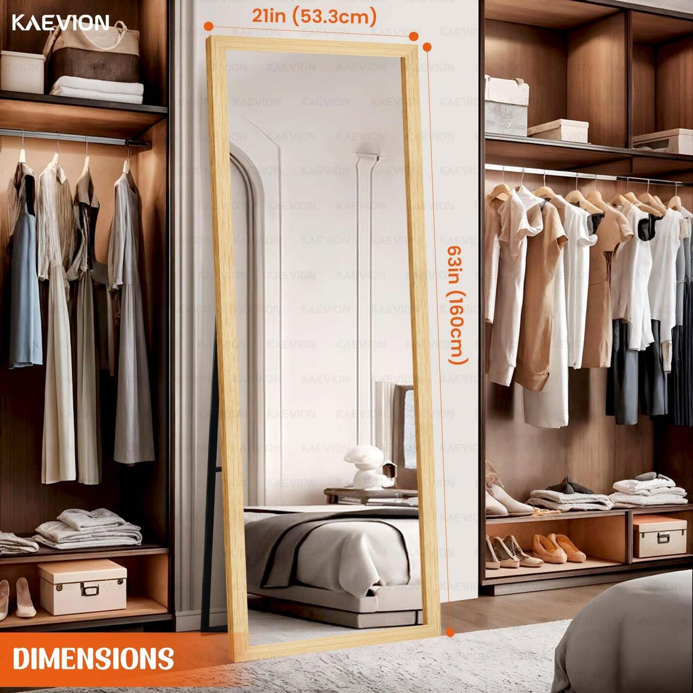 KAEVION Wall Full Length Mirror, Standing Mirror Full Body, Large Floor for Wall Door Bedroom Bathroom Living Room