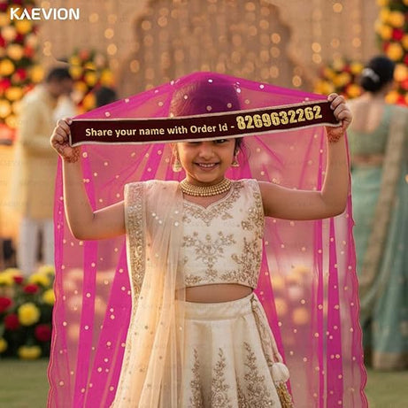 Kaevion Masi Ki Shadi Dupatta/Bua Ki Shadi Chunni/Didi Ki Shadi Odhni/ Beautiful Entry Dupatta for Kid’s-Magenta