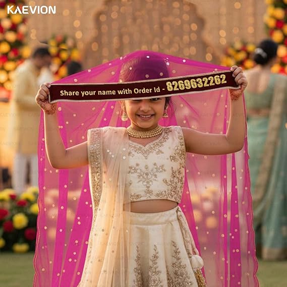 Kaevion Masi Ki Shadi Dupatta/Bua Ki Shadi Chunni/Didi Ki Shadi Odhni/ Beautiful Entry Dupatta for Kid’s-Magenta
