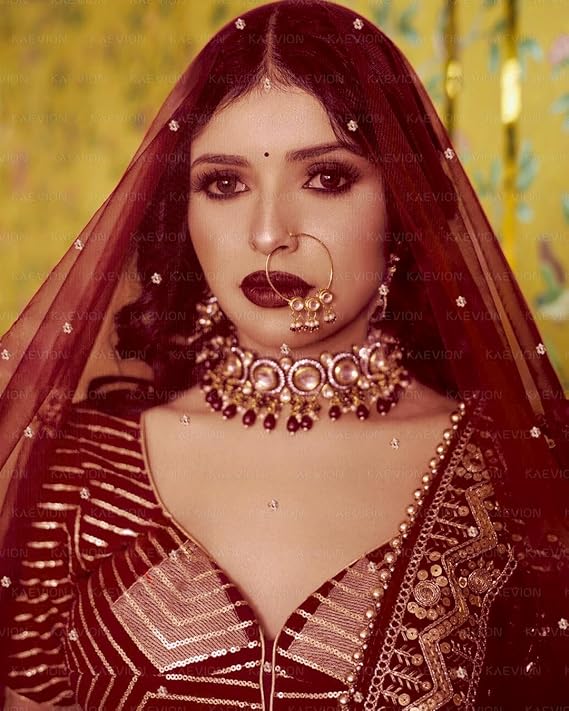 KAEVION Net Bridal Sada Saubhagyawati Bhav Wedding Dupatta with Kiran lace -2.5 Meter