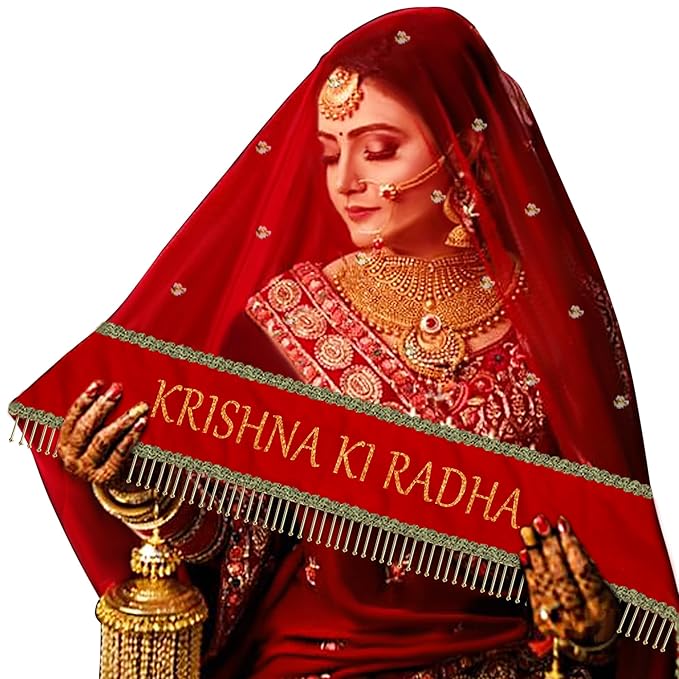 KAEVION Customized Bridal Wedding Dupatta, Bride Entry Duppatta with Text, Dulhan Name Odhni, Indian Wedding Chunni for Bride/Womens