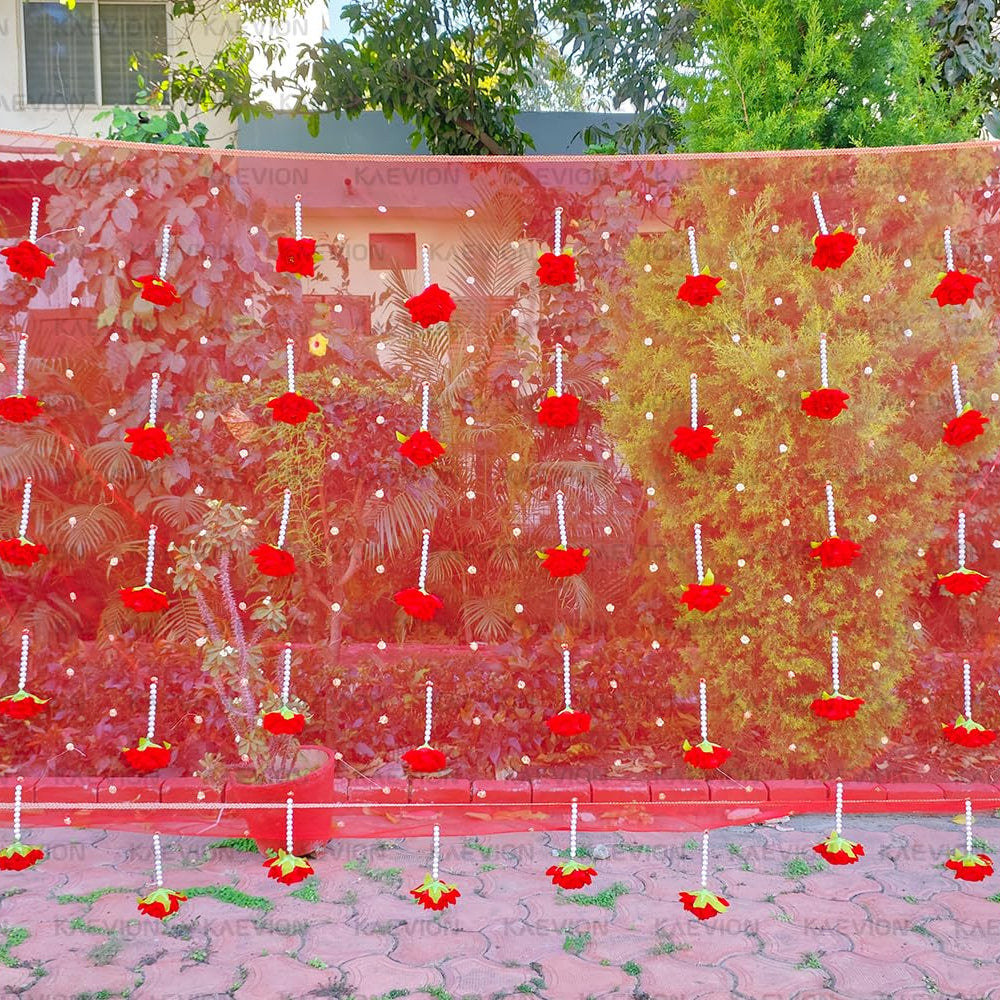 Kaevion Rose Flower Canopy | Bride Entry Chunni | Entrance Decoration Accessory for Marriage Ceremony
