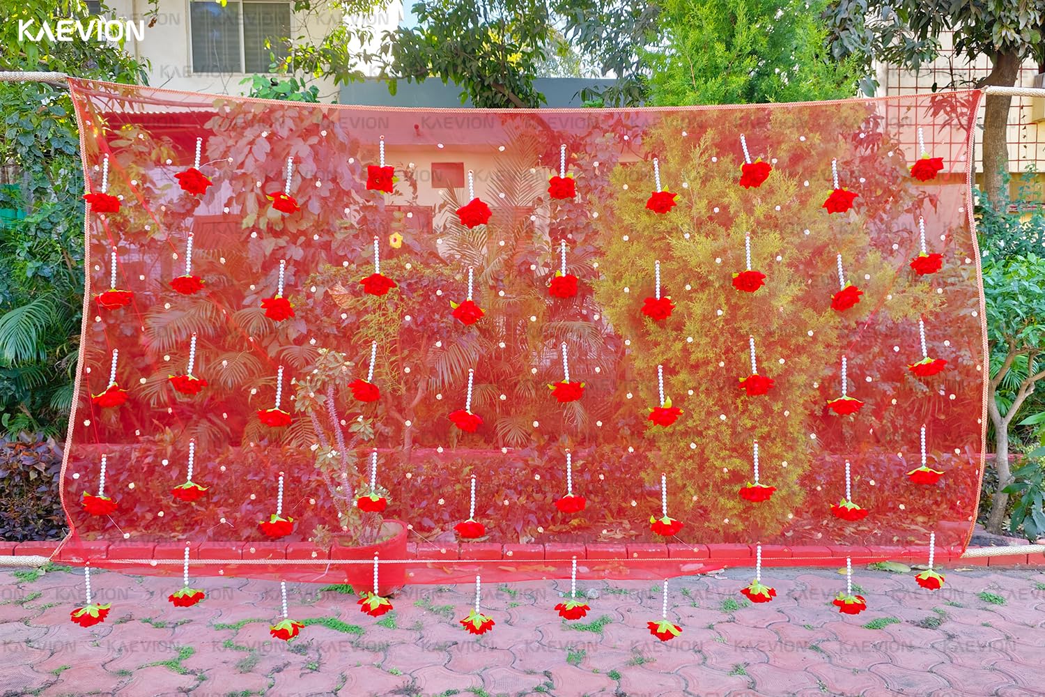 Kaevion Rose Flower Canopy | Bride Entry Chunni | Entrance Decoration Accessory for Marriage Ceremony