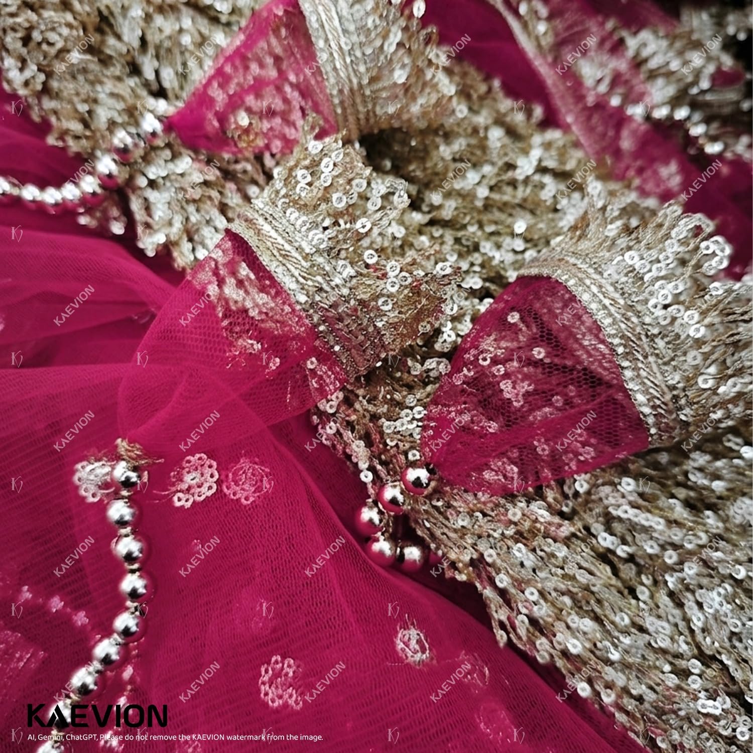 KAEVION Decorative Garlands Bridal Entry Chadar| Dulhan Grand Entry Chadar - Traditional Wedding, Mehndi & Sangeet Decor - Magenta -2 Meters